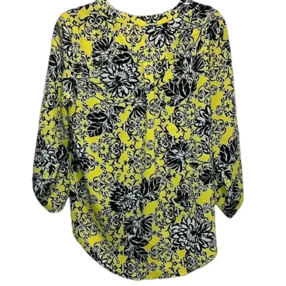 Ruby Rd. bold floral blouse size small high low front tie lightweight sheer - Picture 9 of 9